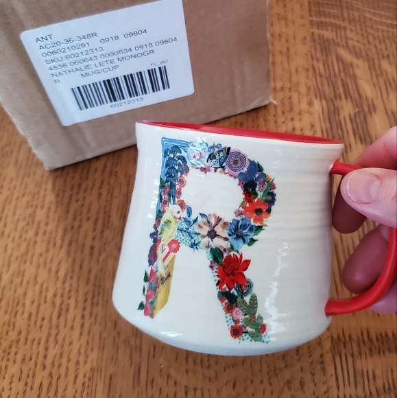 Anthropologie Nathalie Lete Bouquet Monogram Mug - "R" - Picture 1 of 11